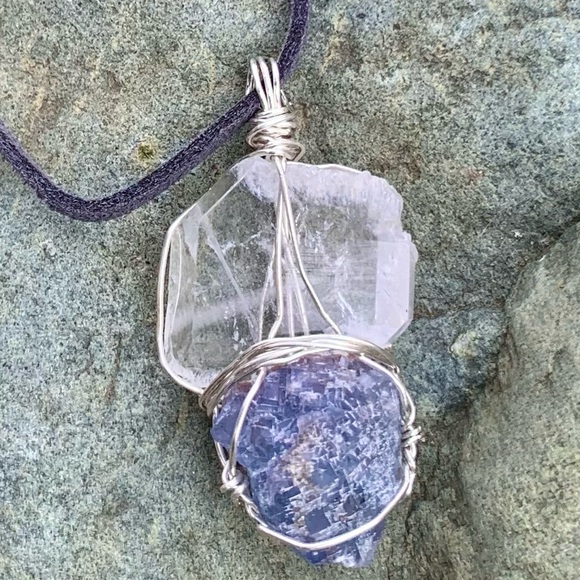 Faden Quartz & Blue Fluorite Drusy Necklace - Picture 13 of 16